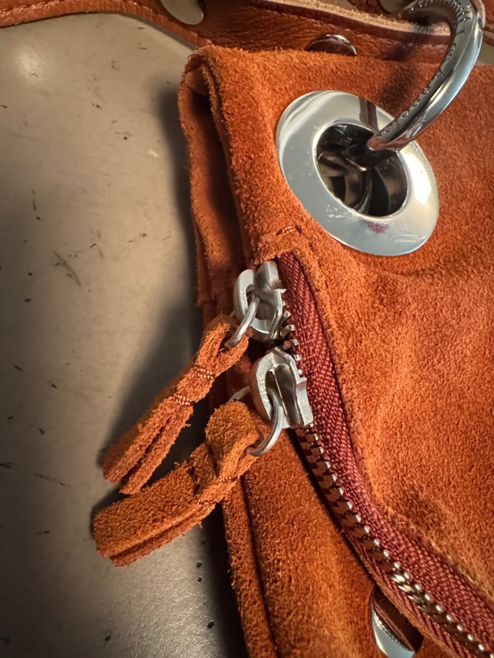 Hammitt Rust Suede Crossbody with Silver Hardware - Picture 7 of 16